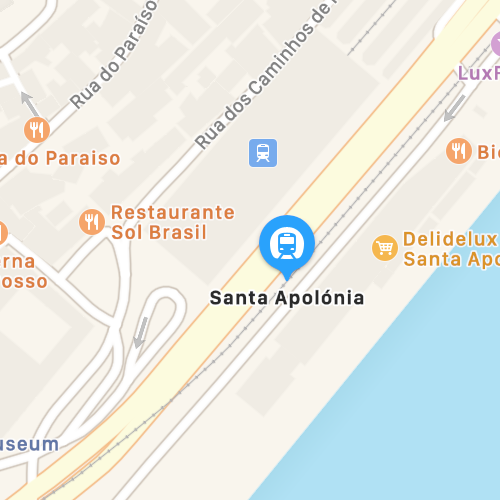 Map preview of the Santa Apolónia Train Station